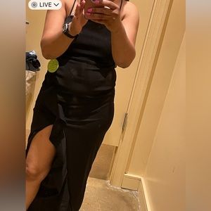 Windsor black cross cross back dress with split